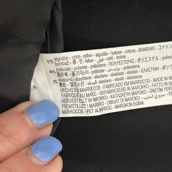 Zara Black Stretch Cotton Classic Straight Leg Pants Size 2 - Picture 10 of 10